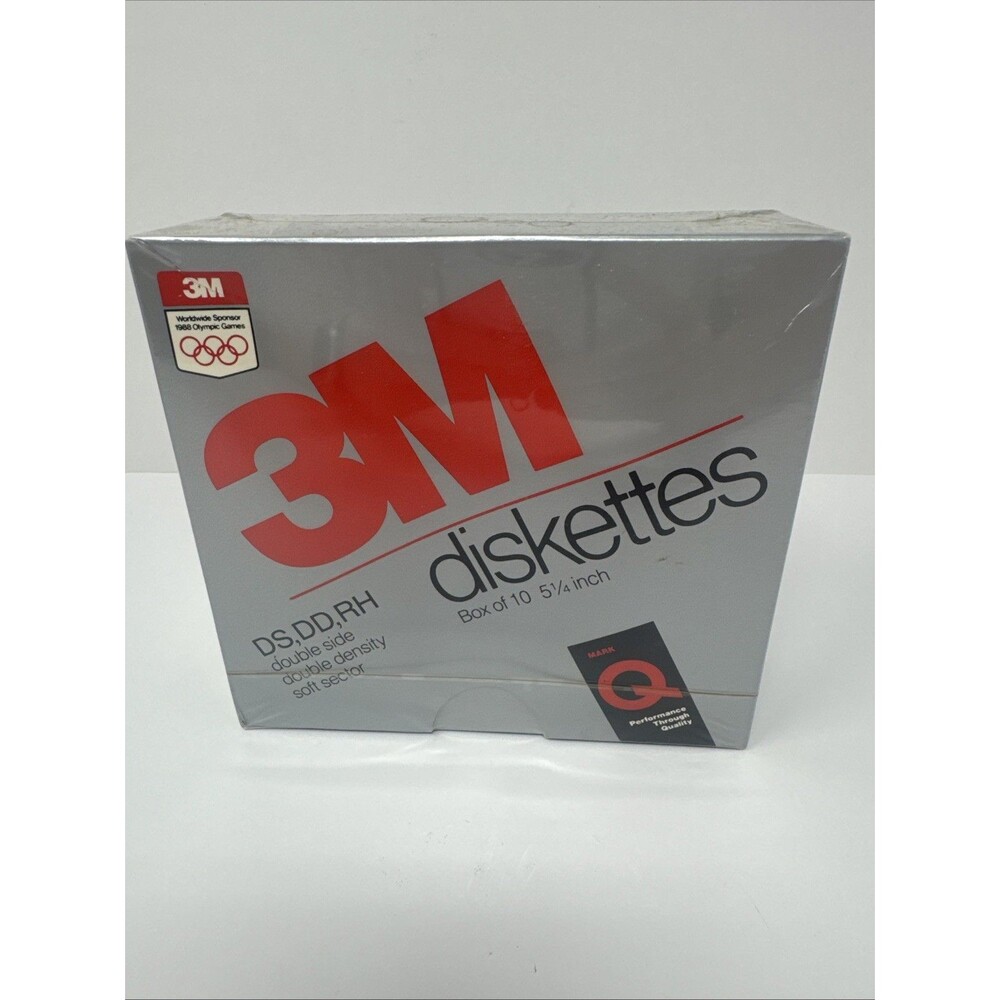 NEW SEALED Box of 10 3M Unformatted DS DD RH 5.25" Floppy Disks 1989 5 1/4 Inch